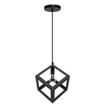 Lampadario Lampada Sospensione Cubo Moderno con Portalampada E27 NERO