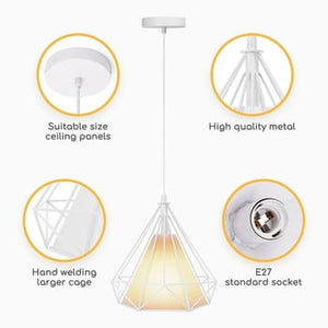 LAMPADARIO A SOFFITTO SOSPENSIONE PLAFONIERA E27 FERRO VINTAGE MODERNO BIANCO