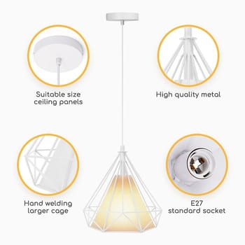 LAMPADARIO A SOFFITTO SOSPENSIONE PLAFONIERA E27 FERRO VINTAGE MODERNO BIANCO