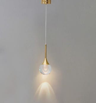 Lampadario A Sospensione LED Sferico Vetro Dorato Decorativo Pendente 5W 6500k