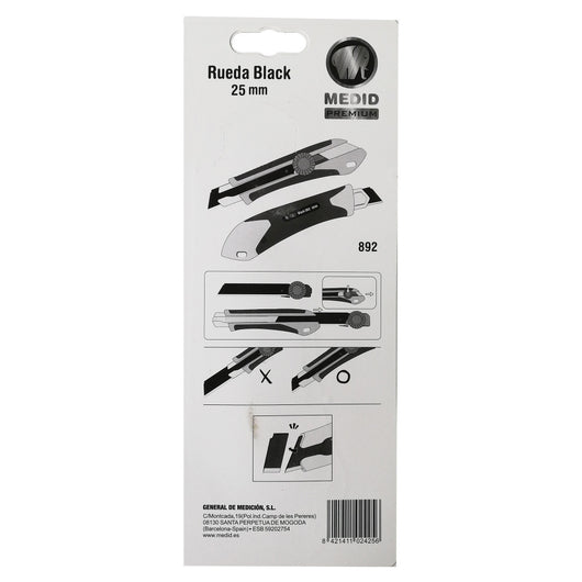 Medid coltello cutter taglierino professionale 25mm rueda black