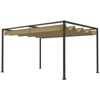 Pergola retrattile 3 x 2 m struttura metallo epossidica anticorrosione telo poliestere 180 g/m² kaki
