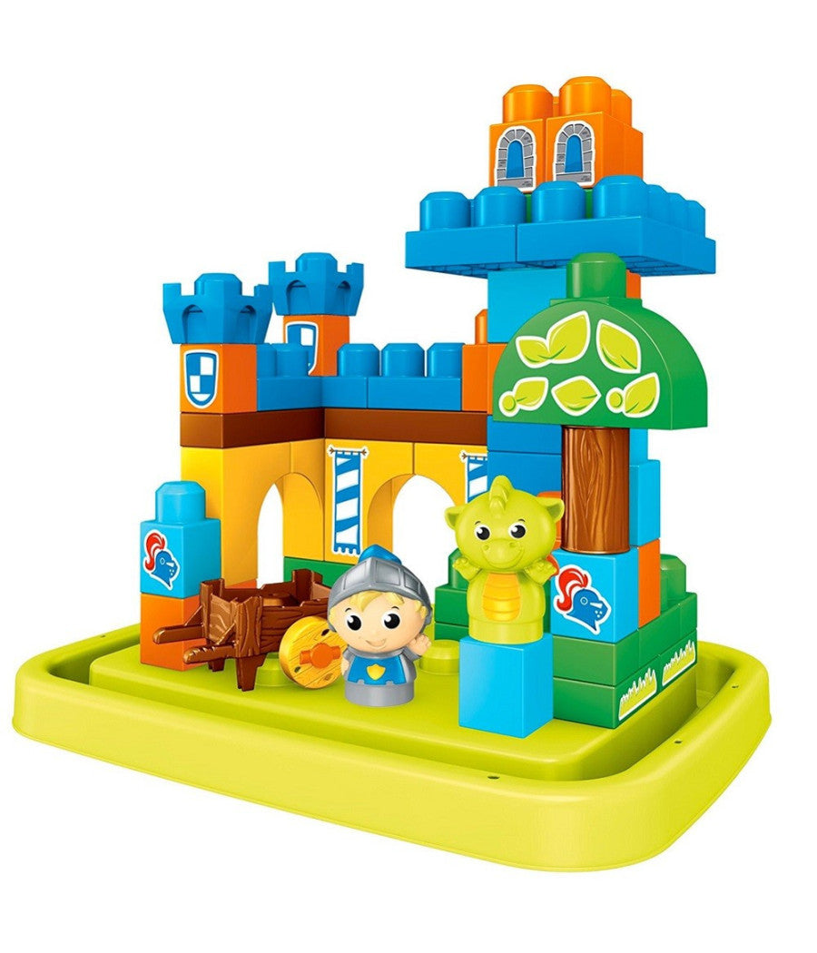 Mega Bloks Castello Del Drago Con Adesivi + Cavaliere E Drago Giochi Costruzioni         