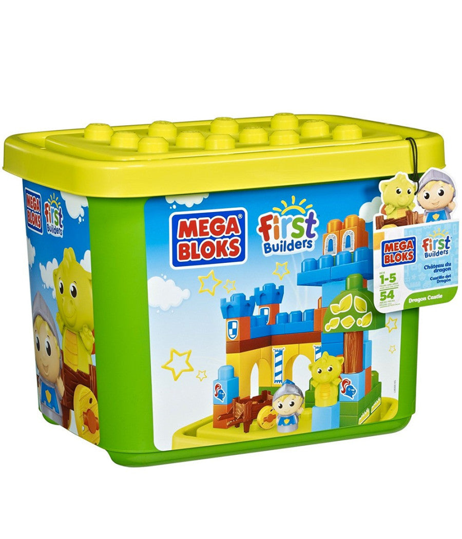 Mega Bloks Castello Del Drago Con Adesivi + Cavaliere E Drago Giochi Costruzioni         