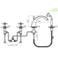 MORAVA RETRO miscelatore vasca 4 fori con deviatore in cromo