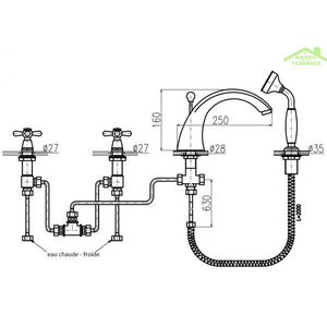 MORAVA RETRO miscelatore vasca 4 fori con deviatore in cromo