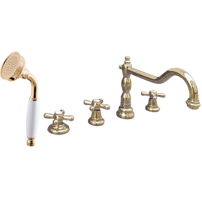 Miscelatore vasca a 5 fori MORAVA RETRO in cromo oro