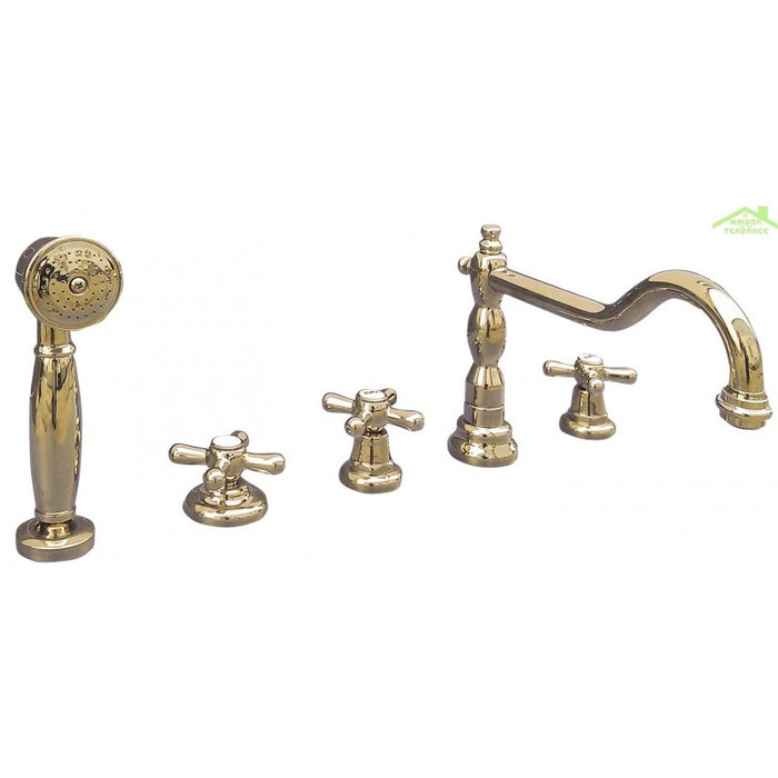 Miscelatore vasca a 5 fori MORAVA RETRO in cromo oro