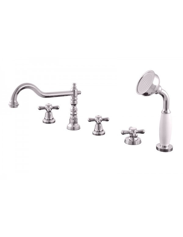 MORAVA RETRO miscelatore vasca a 5 fori ottone cromato