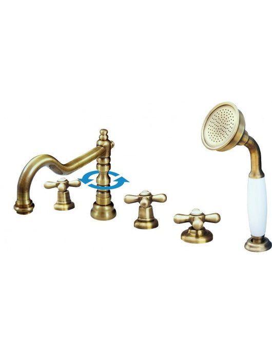 MORAVA RETRO miscelatore vasca a 5 fori in ottone bronzo