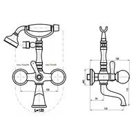 Miscelatore per vasca retrò BRILLANCE con manico in cristallo