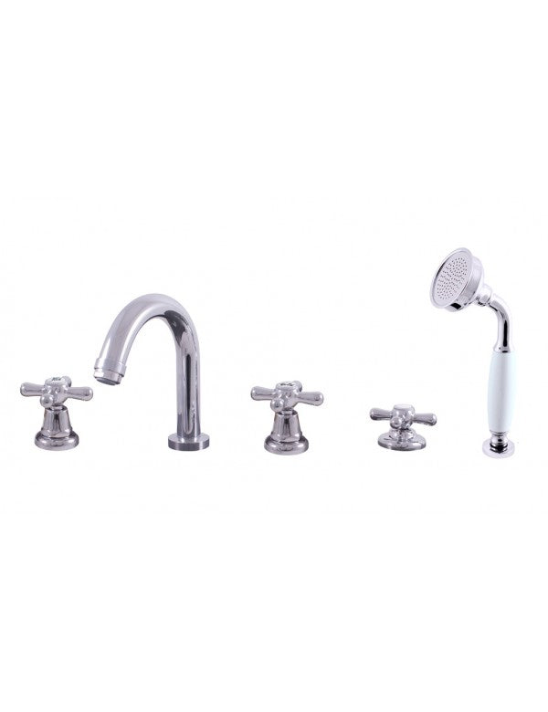 MORAVA RETRO Miscelatore vasca a 5 fori in ottone cromato