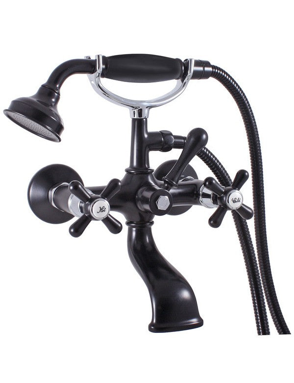 MORAVA RETRO Miscelatore per vasca in cromo nero opaco