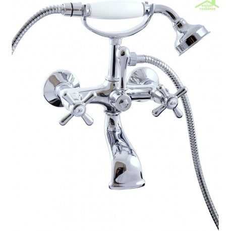 MORAVA RETRO miscelatore vasca in ottone cromato con soffione