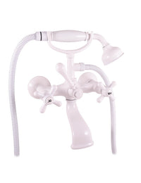 MORAVA RETRO Miscelatore Vasca in Bianco Cromato con Soffione