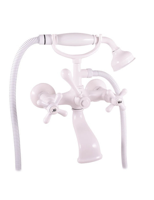 MORAVA RETRO Miscelatore Vasca in Bianco Cromato con Soffione