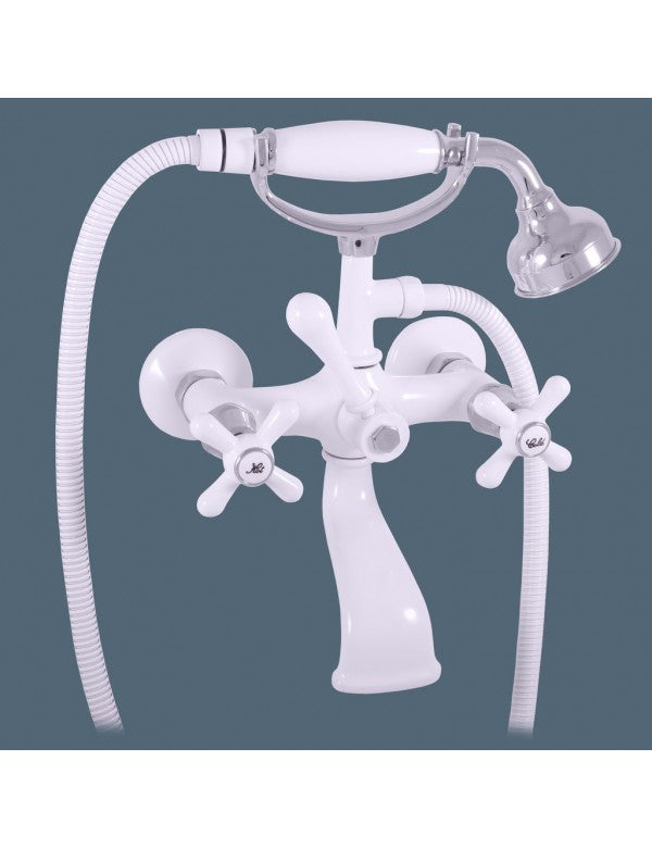 Miscelatore vasca MORAVA RETRO in ottone bianco cromato