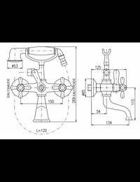 MORAVA RETRO miscelatore vasca in ottone con soffione