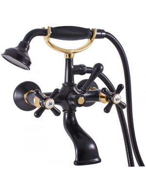 Miscelatore vasca MORAVA RETRO in ottone nero opaco con oro