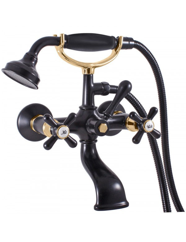Miscelatore vasca MORAVA RETRO in ottone nero opaco con oro