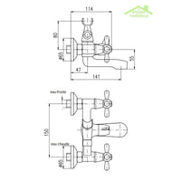 MORAVA miscelatore vasca a parete in ottone senza doccetta