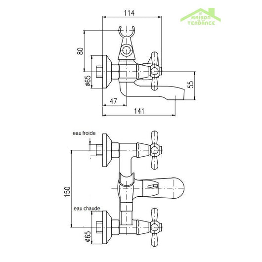 MORAVA miscelatore vasca a parete in ottone senza doccetta