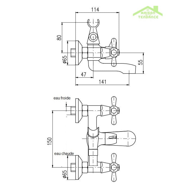 MORAVA miscelatore vasca a parete in ottone senza doccetta