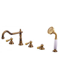 ROMANTIC Miscelatore per vasca retrò a 5 fori con manico in cristallo