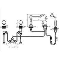 Miscelatore vasca retrò a 5 fori BRILLIANCE in cristallo