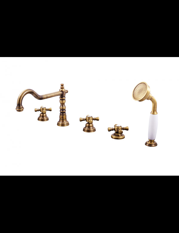 Miscelatore retrò per vasca retrò a 5 fori CLASSIC con bocca lunga e cristallo