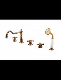 Miscelatore retrò per vasca retrò a 5 fori CLASSIC con bocca lunga e cristallo