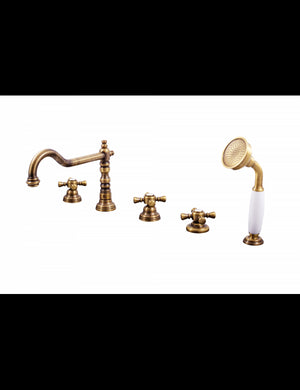 Miscelatore retrò per vasca retrò a 5 fori CLASSIC con bocca lunga e cristallo