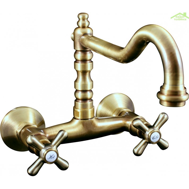 Miscelatore retrò per vasca retrò a 5 fori CLASSIC con bocca lunga e cristallo