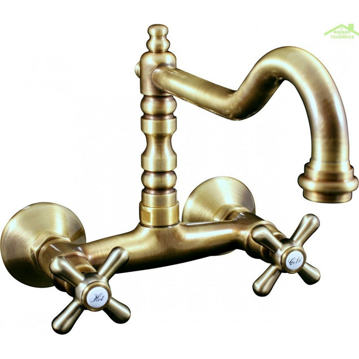 Miscelatore retrò per vasca retrò a 5 fori CLASSIC con bocca lunga e cristallo