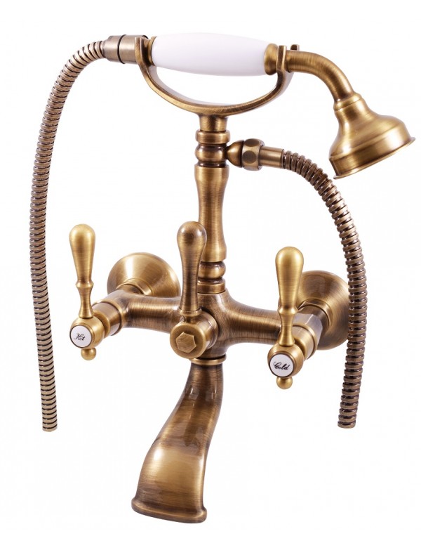 Miscelatore vasca retrò con doccetta in ottone ROMANTICO