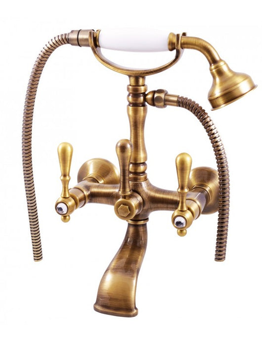 Miscelatore per vasca da bagno retrò con doccetta ROMANTICO manico in cristallo