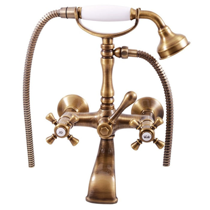 Miscelatore vasca retrò CLASSIC con doccetta in ottone