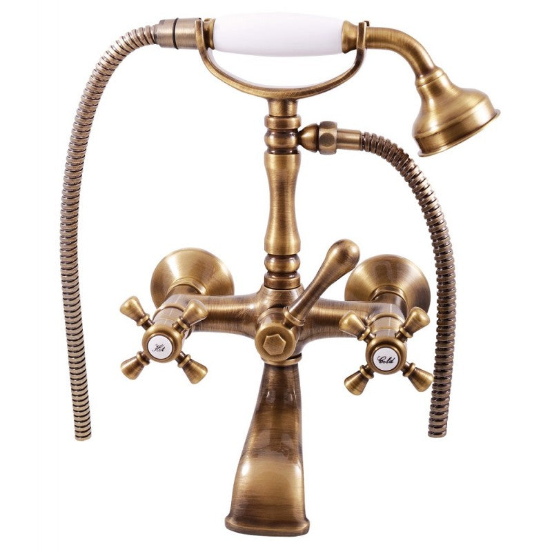 Miscelatore vasca retrò CLASSIC con doccetta in ottone