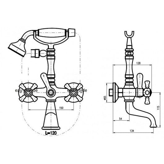 Miscelatore per vasca in cristallo retrò CLASSIC con doccetta