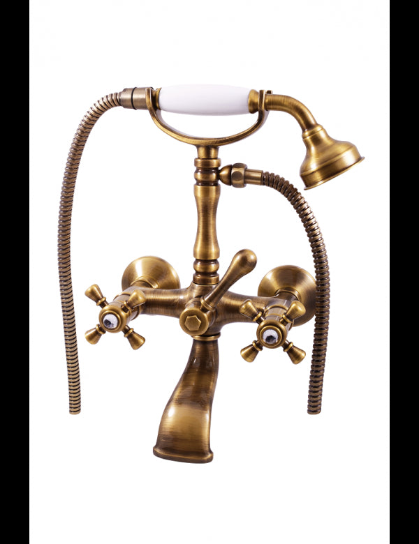 Miscelatore per vasca in cristallo retrò CLASSIC con doccetta