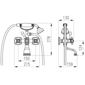 Miscelatore per vasca retrò MORAVA in cromo con doccetta