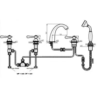 ROMANTIC Miscelatore Vasca Retrò 5 Fori in Ottone