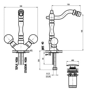BRILLIANCE miscelatore bidet design con maniglia in cristallo