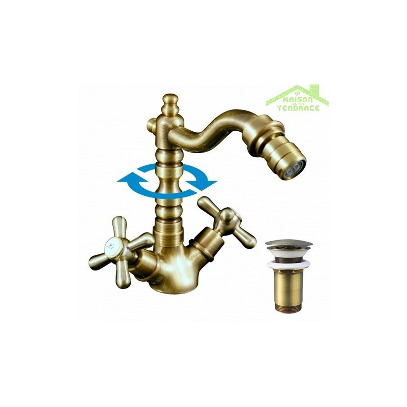 MORAVA RETRO Miscelatore Bidet con Sifone in Ottone