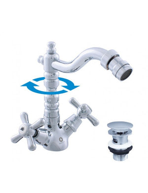 MORAVA RETRO miscelatore bidet con sifone in ottone cromato