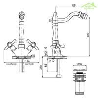 MORAVA RETRO Miscelatore Bidet con Sifone in Ottone