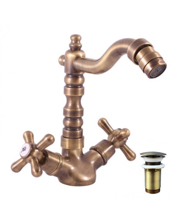 MORAVA RETRO Miscelatore Bidet con Sifone in Ottone