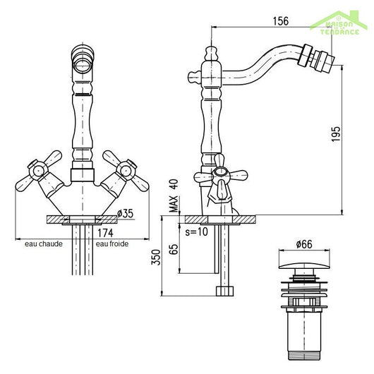 MORAVA RETRO miscelatore bidet con sifone in ottone cromato