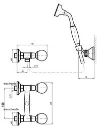 BRILLANCE miscelatore doccia con maniglia in cristallo e doccetta