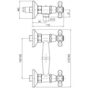 MORAVA Miscelatore Doccia a Parete Retrò in Ceramica Bronzo Maniglia con Doccetta